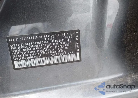 2021 Volkswagen Jetta 1.4T R-Line/1.4T S/1.4T Se from USA, damaged, VIN 3VWC57BU4MM009727